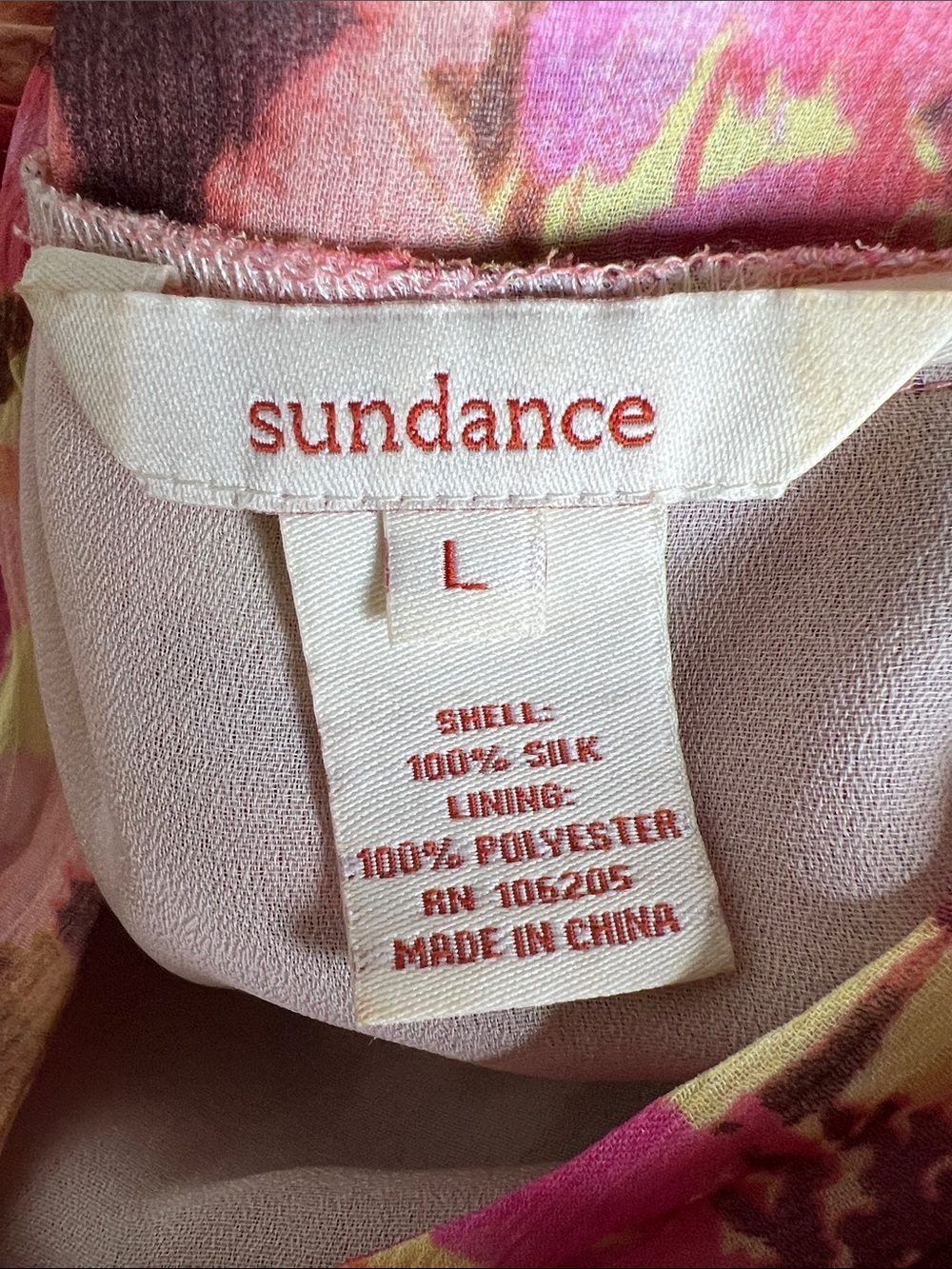 Sundance Women’s 100% Silk V-Neck 3/4 Sleeve Floral Flowy Top Blouse Large - Picture 9 of 16
